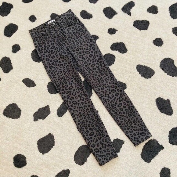 Good American $170 Size 0/25 Gray Black Leopard Print Skinny Stretch Denim Jeans - Picture 2 of 16